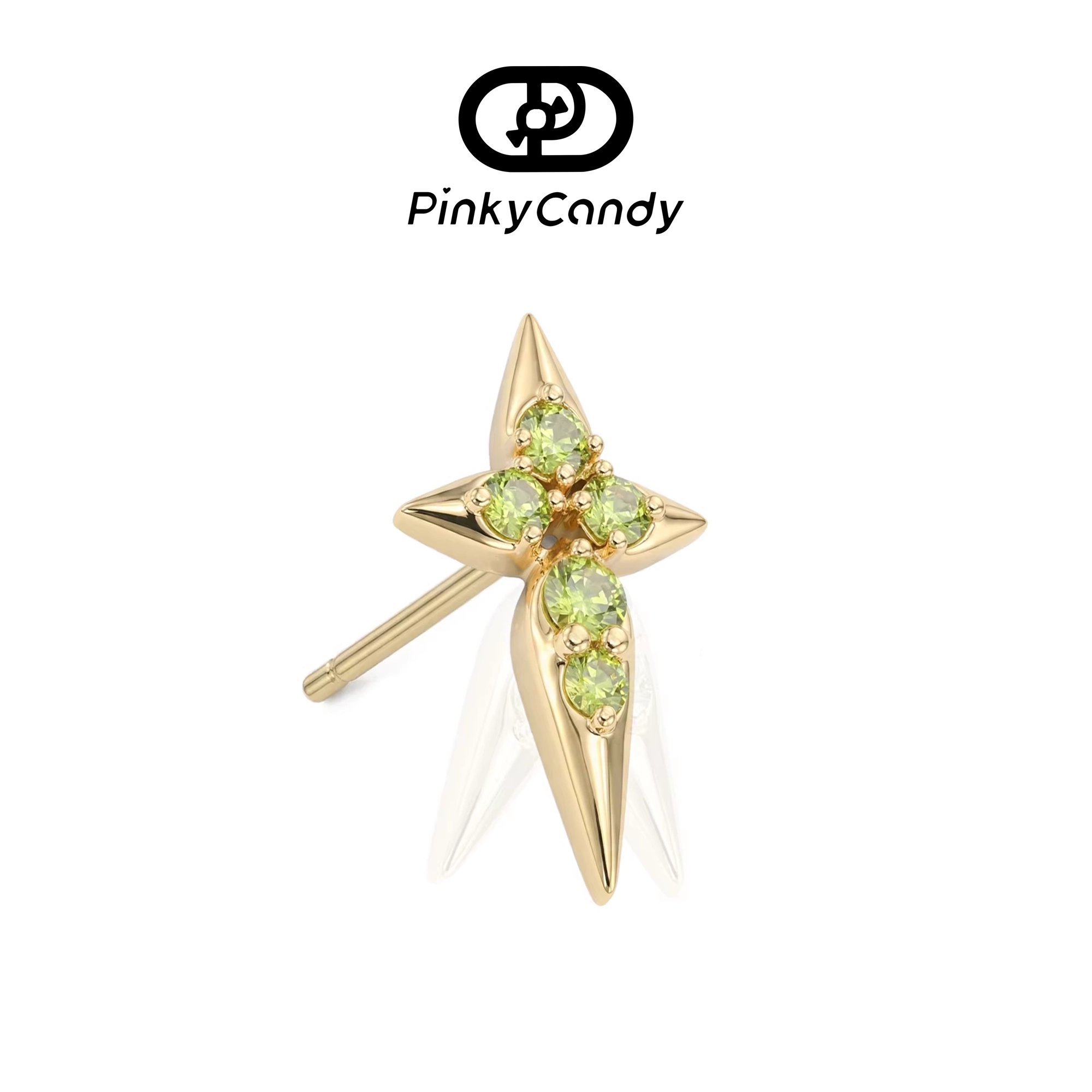 Star Cross Stud | 18K Gold & Natural Peridot