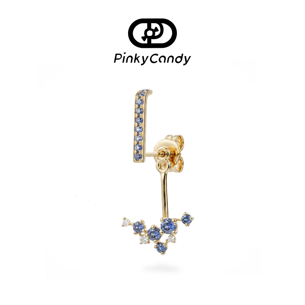 Stardust Stud | 18K Gold, Natural Sapphire & Diamond
