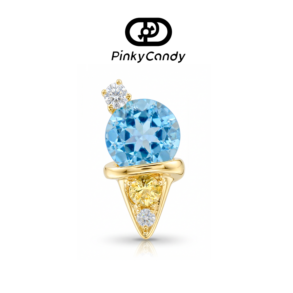 Sea Salt Gelato Stud | 18K Gold, Natural Diamond & Yellow Sapphire & Topaz