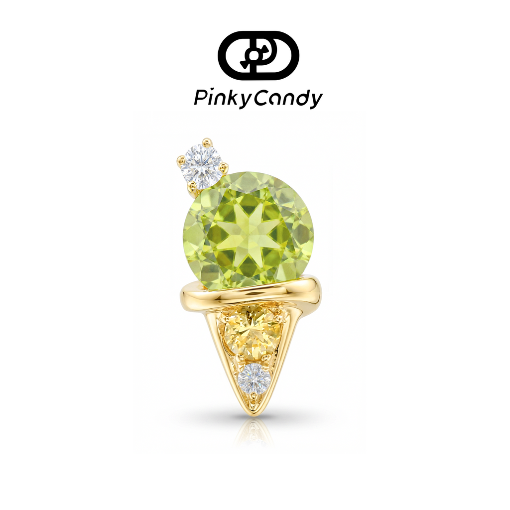 Mochi Gelato Stud | 18K Gold, Natural Diamond & Yellow Sapphire & Peridot