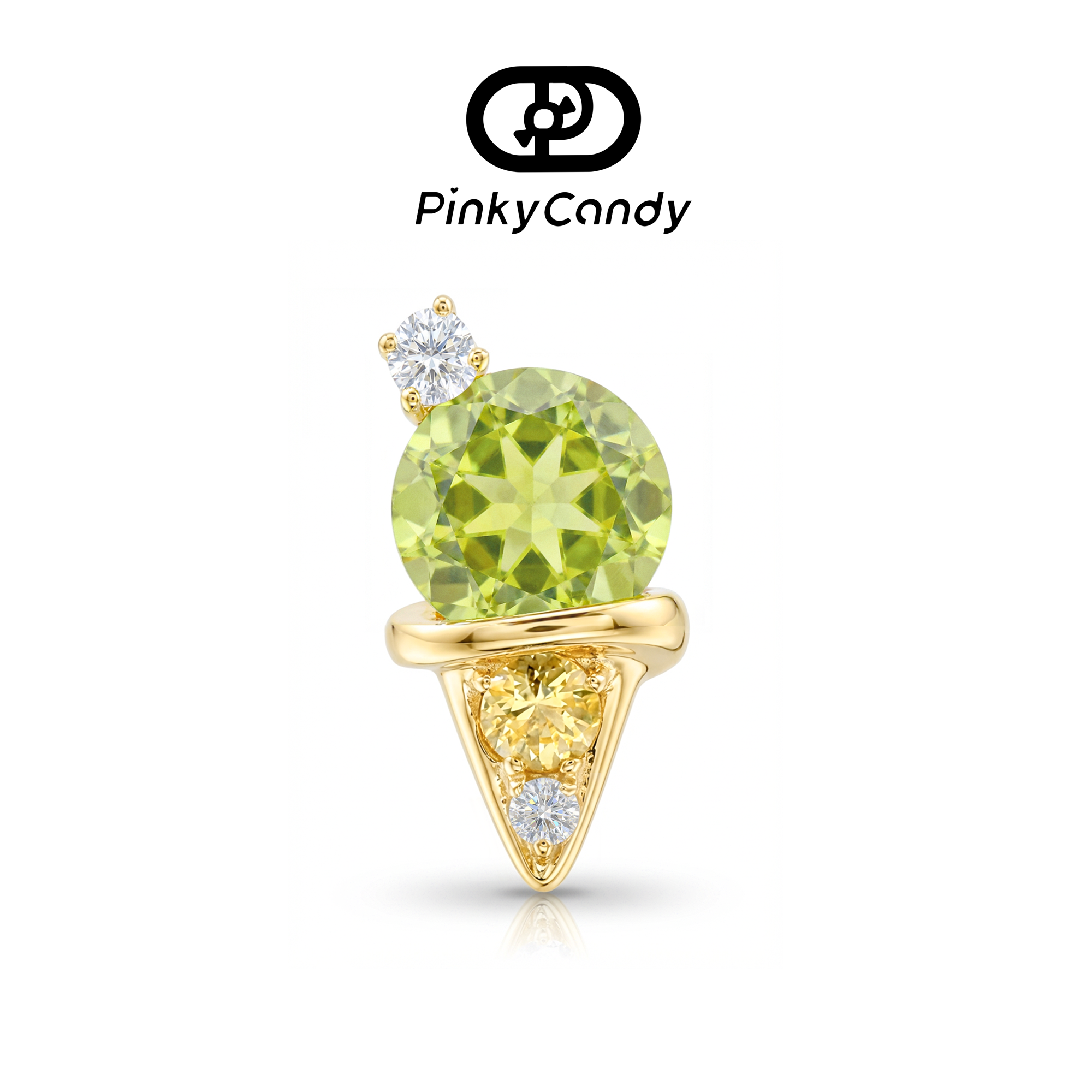 Mochi Gelato Stud | 18K Gold, Natural Diamond & Yellow Sapphire & Peridot