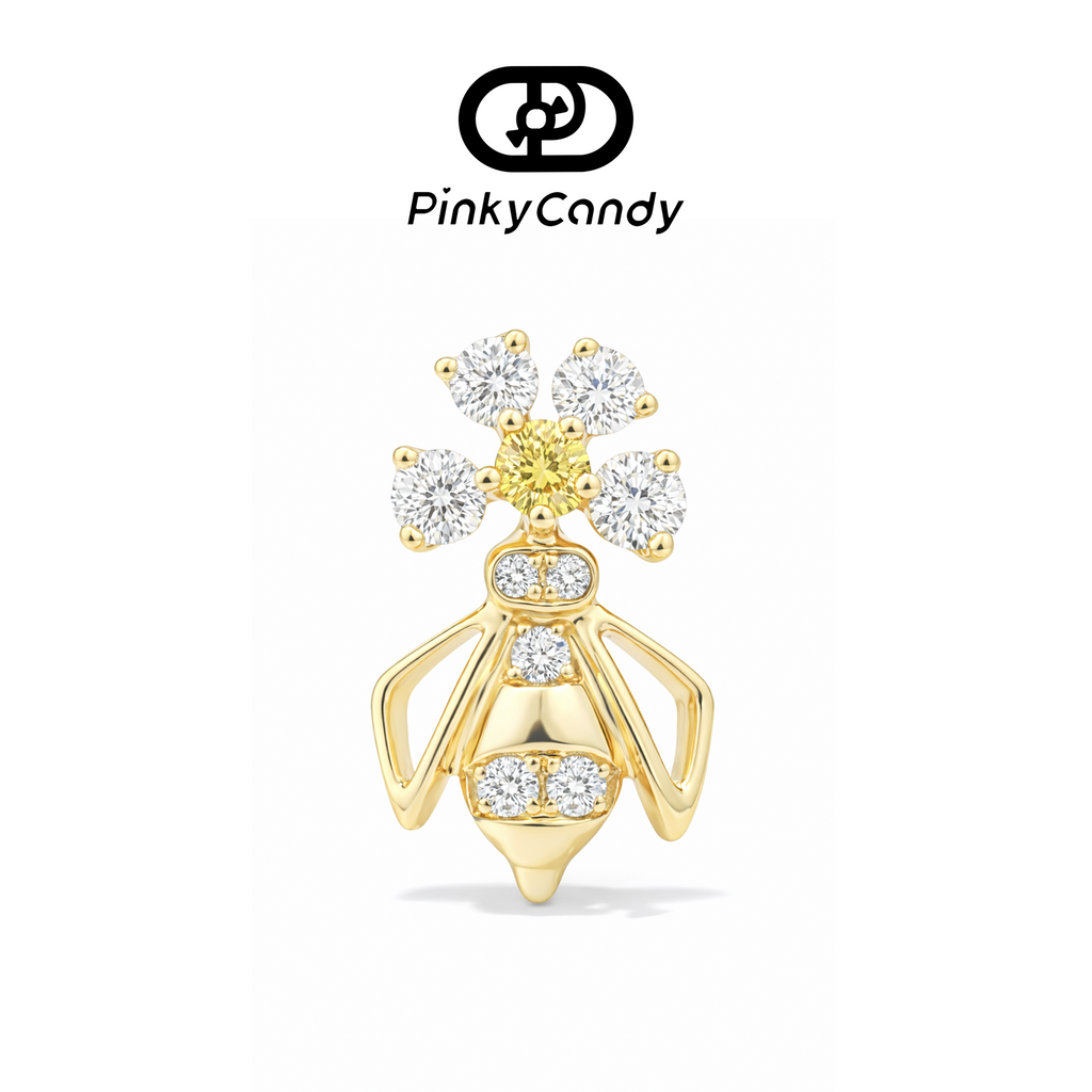 Lumière Bee Studs | 18K Gold, Natural Diamonds & Yellow Sapphire