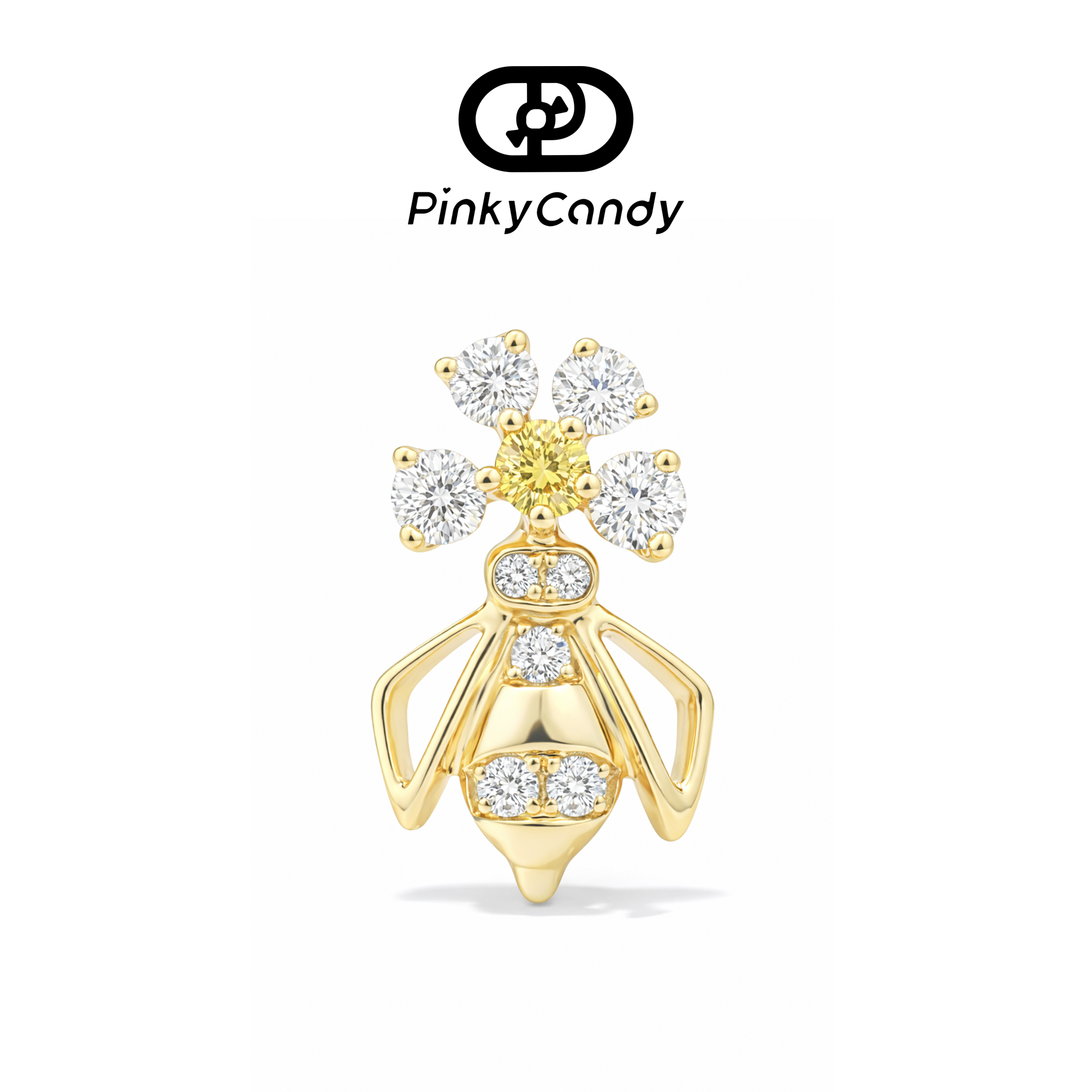 Lumière Bee Studs | 18K Gold, Natural Diamonds & Yellow Sapphire