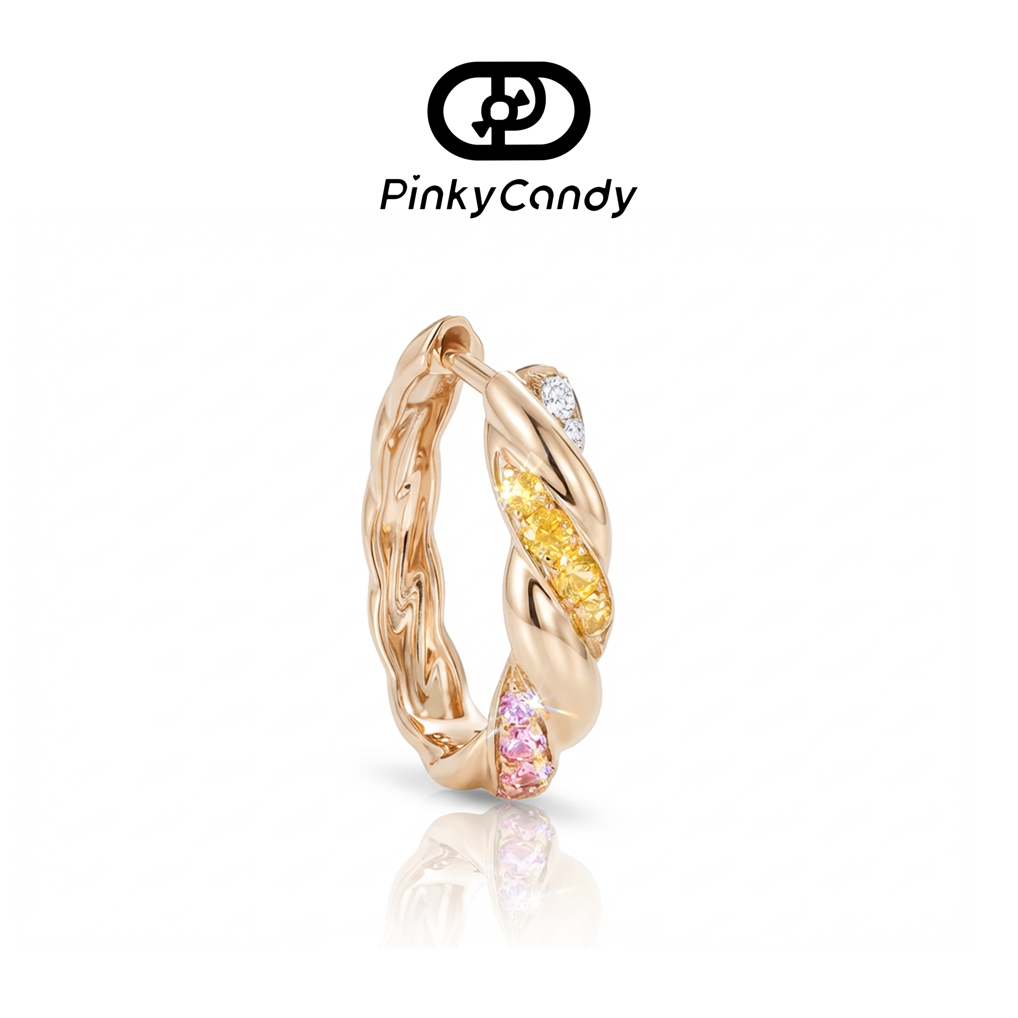 Vine Hoop Earring | 18K Gold, Natural Diamond & Fancy Sapphire