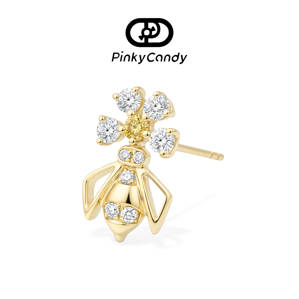 Lumière Bee Studs | 18K Gold, Natural Diamonds & Yellow Sapphire
