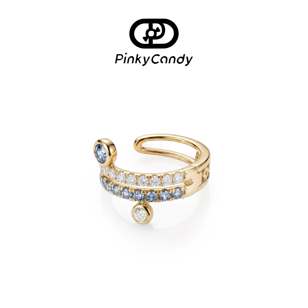 Stardust Ear Cuff | 18K Gold, Natural Sapphire & Diamond