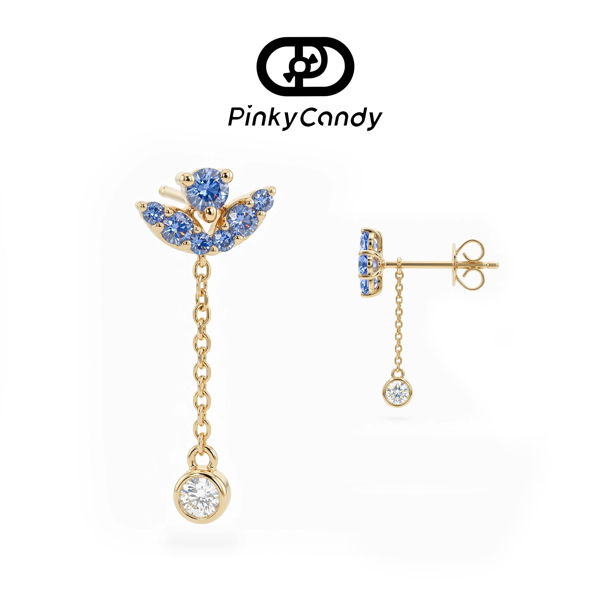 Blue Wings Stud | 18K Gold, Natural Sapphire & Diamond