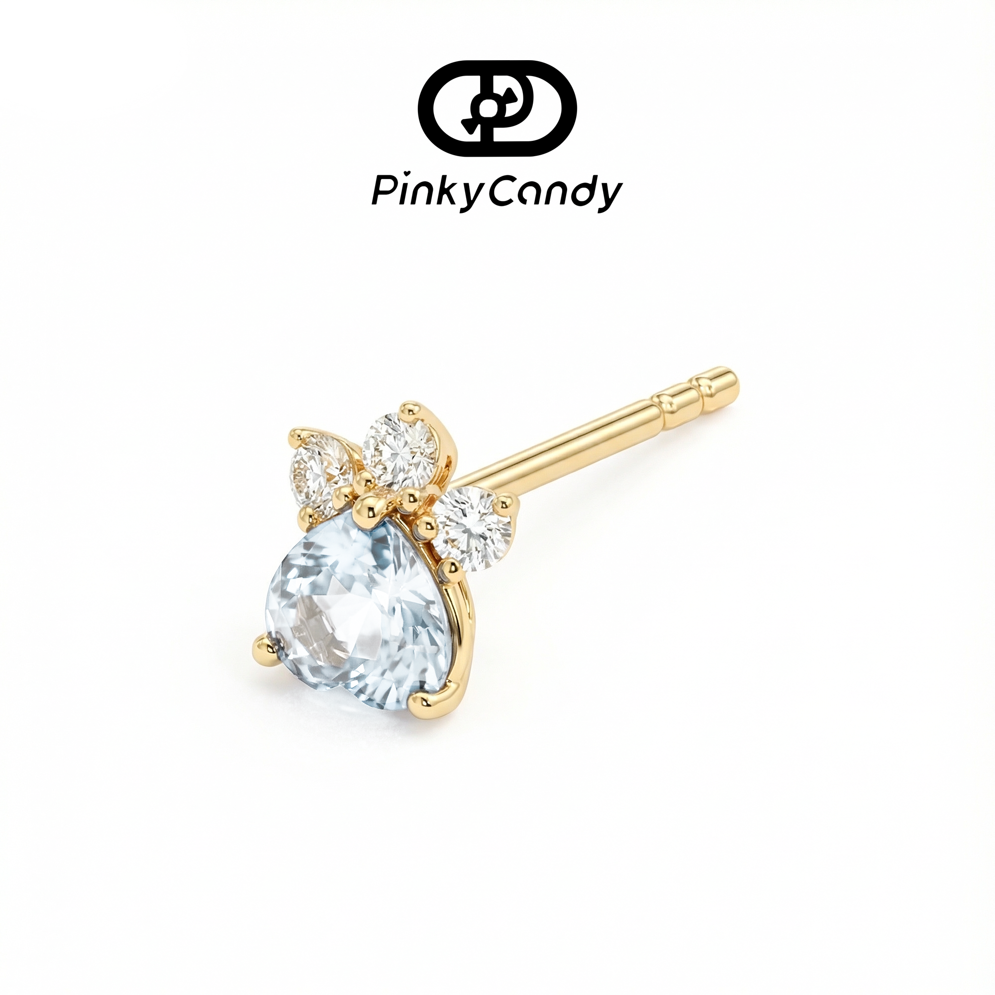 Cat Claws Stud | 18K Gold, Natural Diamond & Sapphire