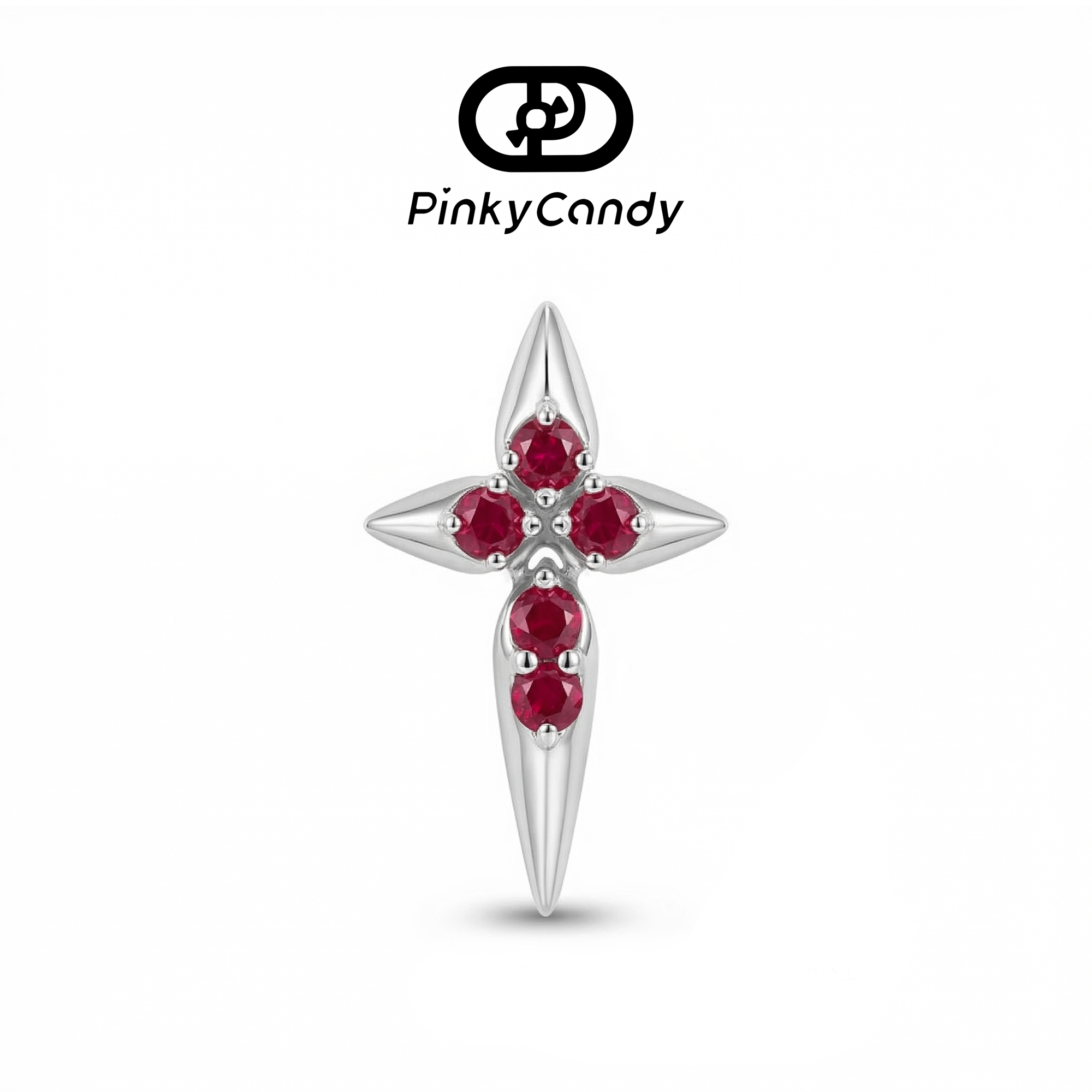 Star Cross Stud | 18K Gold & Natural Ruby