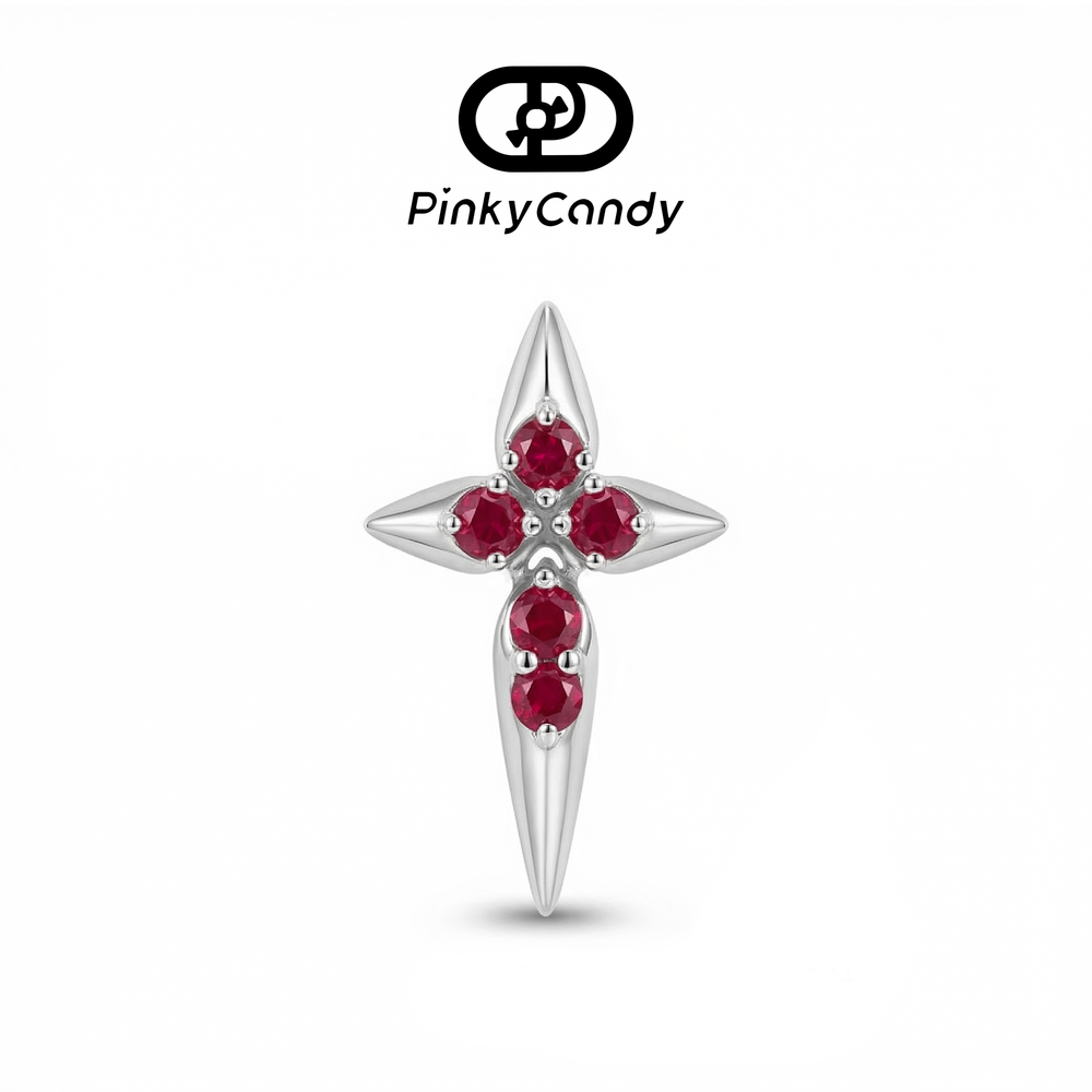 Star Cross Stud | 18K Gold & Natural Ruby