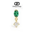 Dewdrop Earrings | 18K Gold, Natural Emerald & White Sapphire | Secure Screw Back